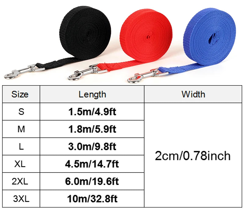 Nylon Dog Training Leashes Pet Supplies Walking Harness Collar Leader Rope For Dogs Cat 1.5M 1.8M 3M 4.5M 6M 10M