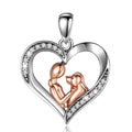 EUDORA 925 Sterling Silver Girl and dog heart Pendant of  Pet series clean CZ necklace fashion Jewelry for women girl cyd631