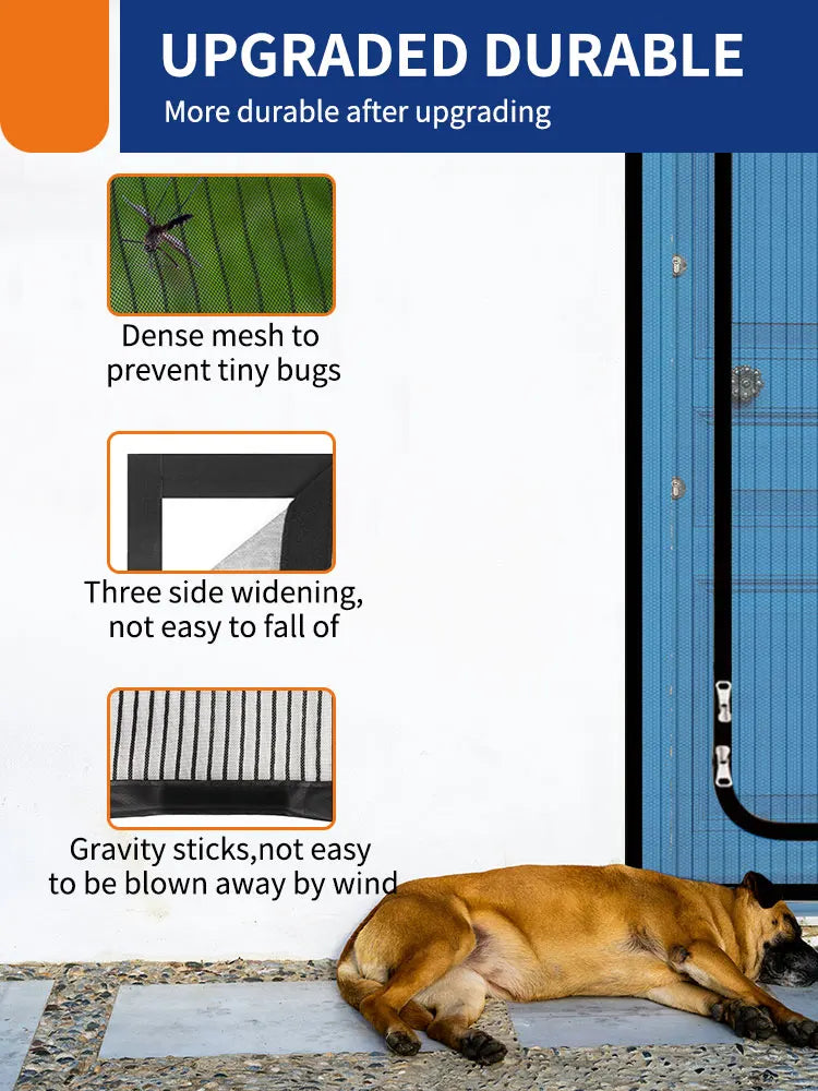 Pet door curtains u-shaped zipper screen door curtains prevent pets from escaping