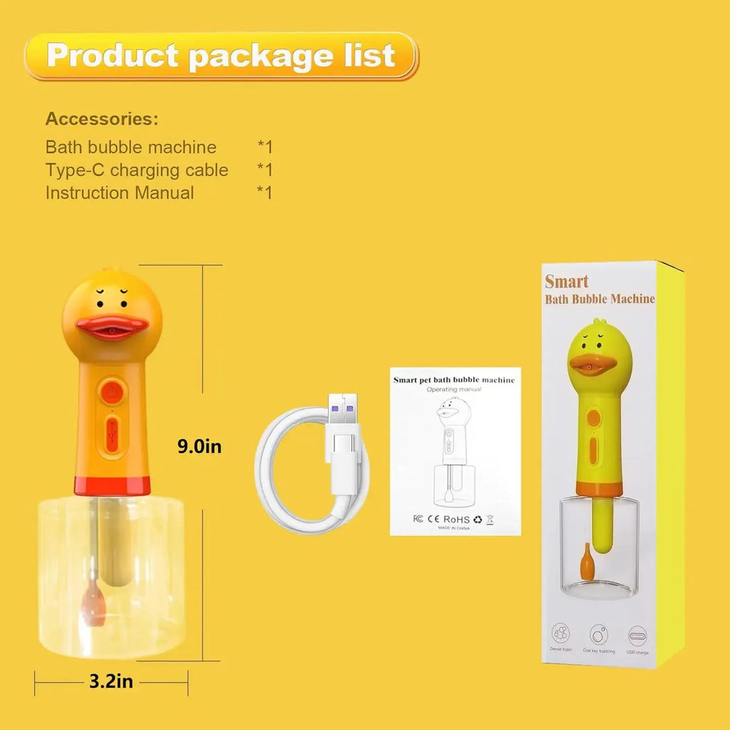 Yellow Duck Pet Cleaning Bathing Electric Foam Machine Usb Charging Automatic Soap Dispenser Foam Pet Accessories