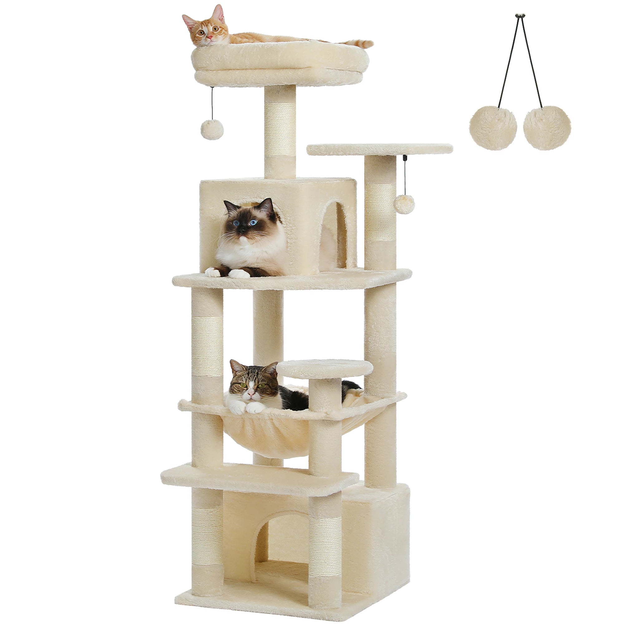 Large Cat Tree and Tower for Indoor Cats With Sisal-Covered Scratching Posts Spacious Hammock Padded Perches and Condos Cat Toys