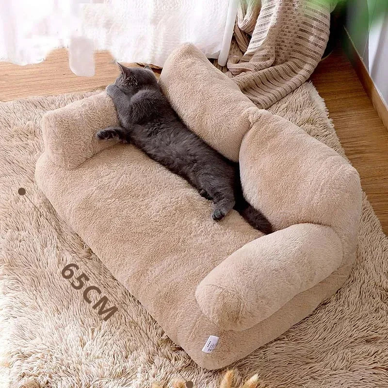 Winter Warm Plush Cat Bed Luxury Sofa Style Pet Nest for Small Medium Cats Dogs Comfortable Faux Fur Puppy Bed Cozy Pet Supplies