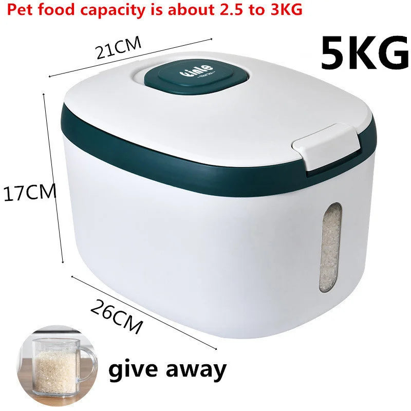 Kitchen Container 5KG 10KG Bucket Nano Insect-Proof Moisture-Proof Rice Box Grain Sealed Jar Home Storage Pet Dog Food Store Box