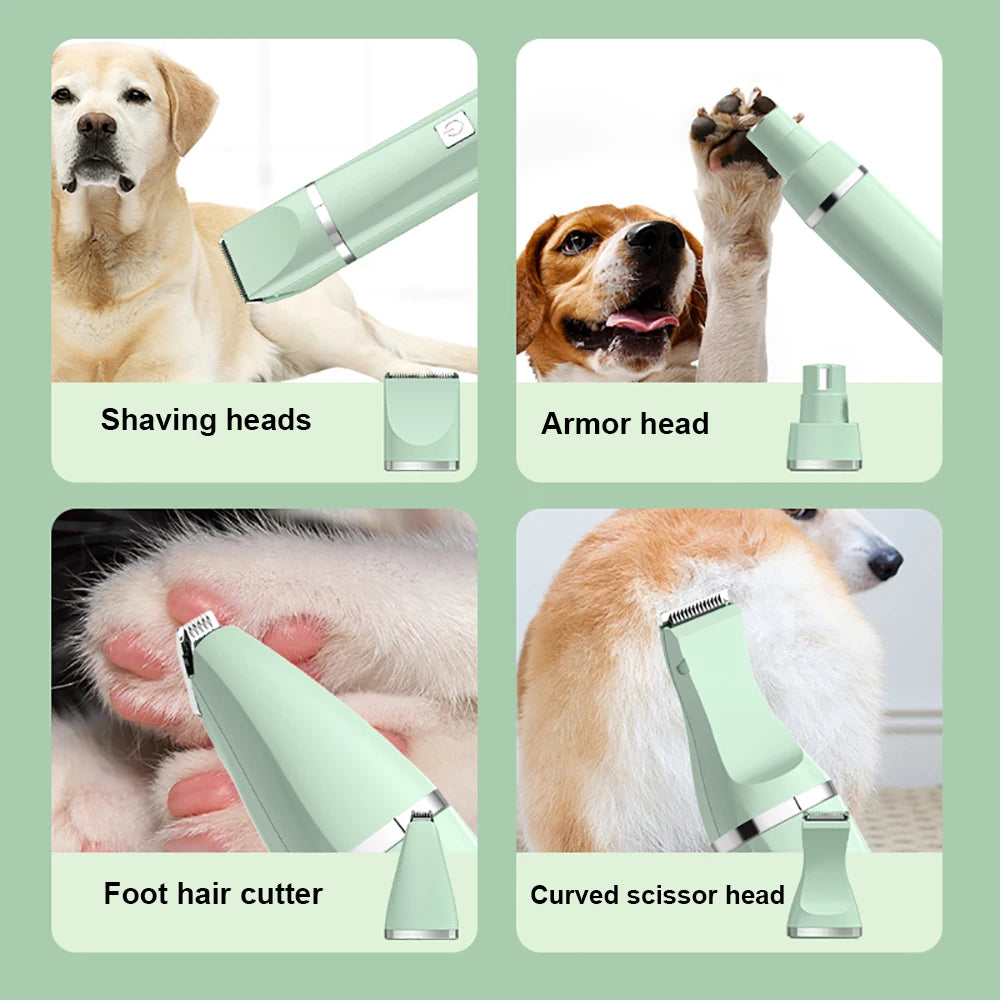 Dog Clipper Cat Hair Clippers Pet Grooming Haircut nail Trimmer  Set 4 in 1 Cordless Rechargeable Professional Pet Grooming Tool