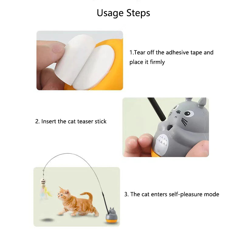 Chinchilla cat funny cat stick steel wire long pole feather cute cat toy kitten fishing rotating self-pleasure relief pet toy