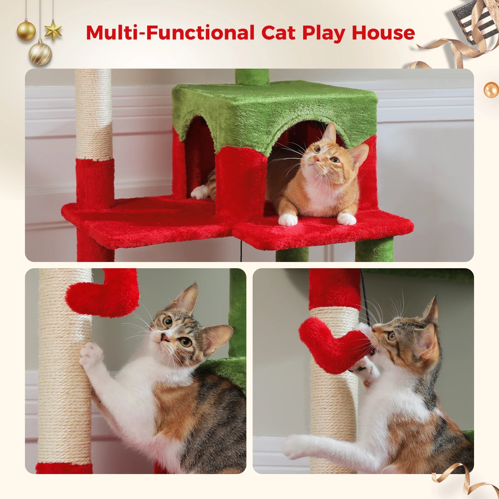 Cat Tree for Indoor Cats 5-Level Cat Tower for Large Cats with Large Hammock Sisal Covered Scratching Posts Cozy Condo Top Perch