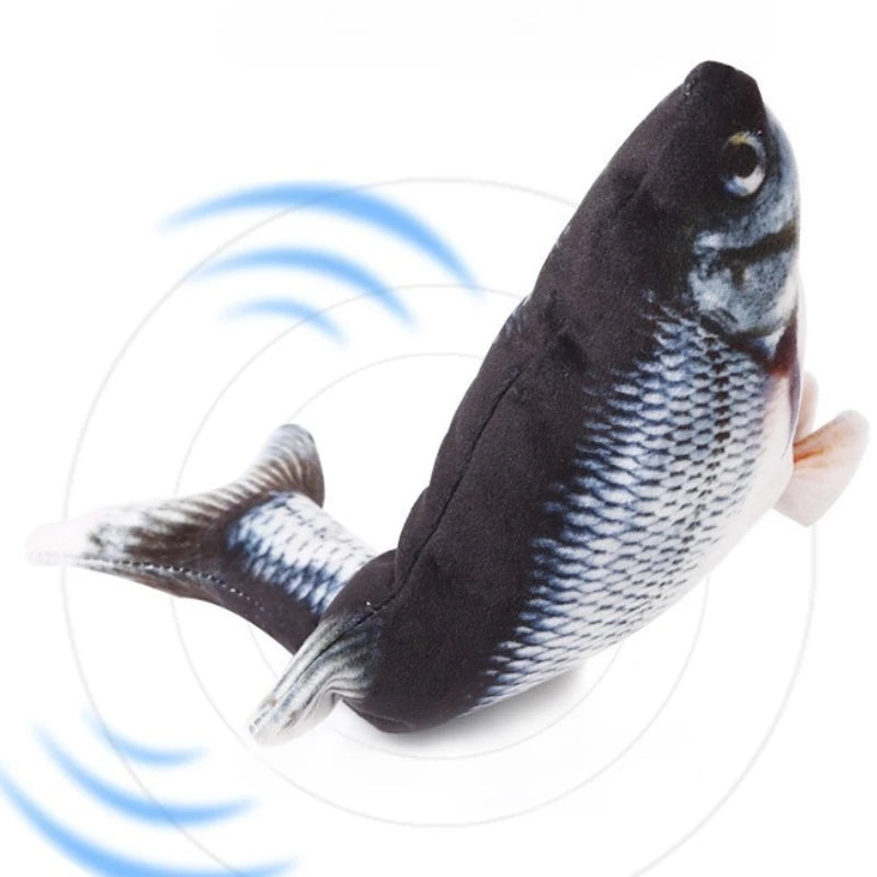 Cat Plush Electric Interactive Toy Imitation Grass Fish Shaped USB Kitten Chew Toy Teeth Cleaning Bite Resistant Cat Accessories