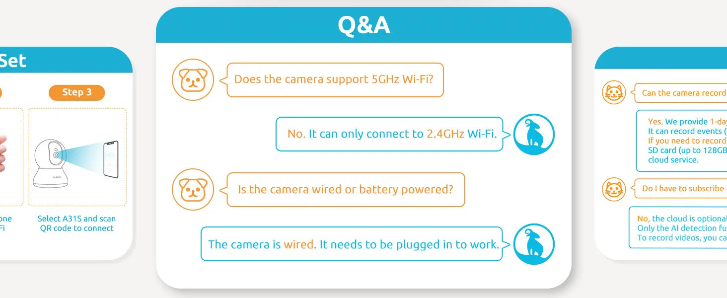 Pet Camera 2K, 360° Indoor Security Camera, Dog Camera with Phone App, PTZ Cameras for Home Security Indoor, No plug