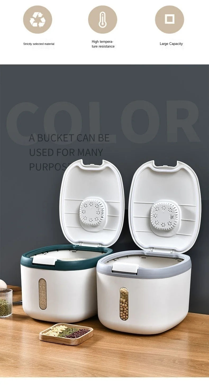 Kitchen Container 5KG 10KG Bucket Nano Insect-Proof Moisture-Proof Rice Box Grain Sealed Jar Home Storage Pet Dog Food Store Box