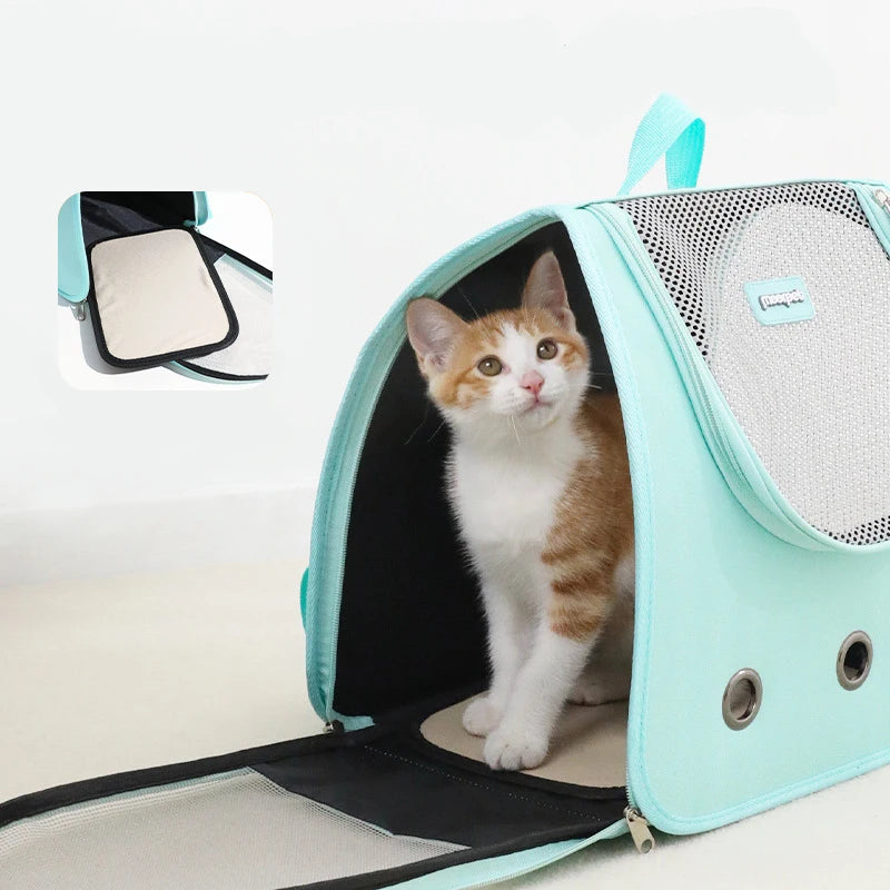 Outdoor Travel Cat Backpack Supplies Portable foldable double shoulder cat bag breathable puppy backpack fashionable and pet bag