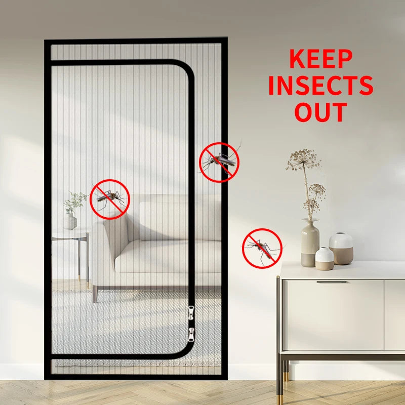 Pet door curtains u-shaped zipper screen door curtains prevent pets from escaping