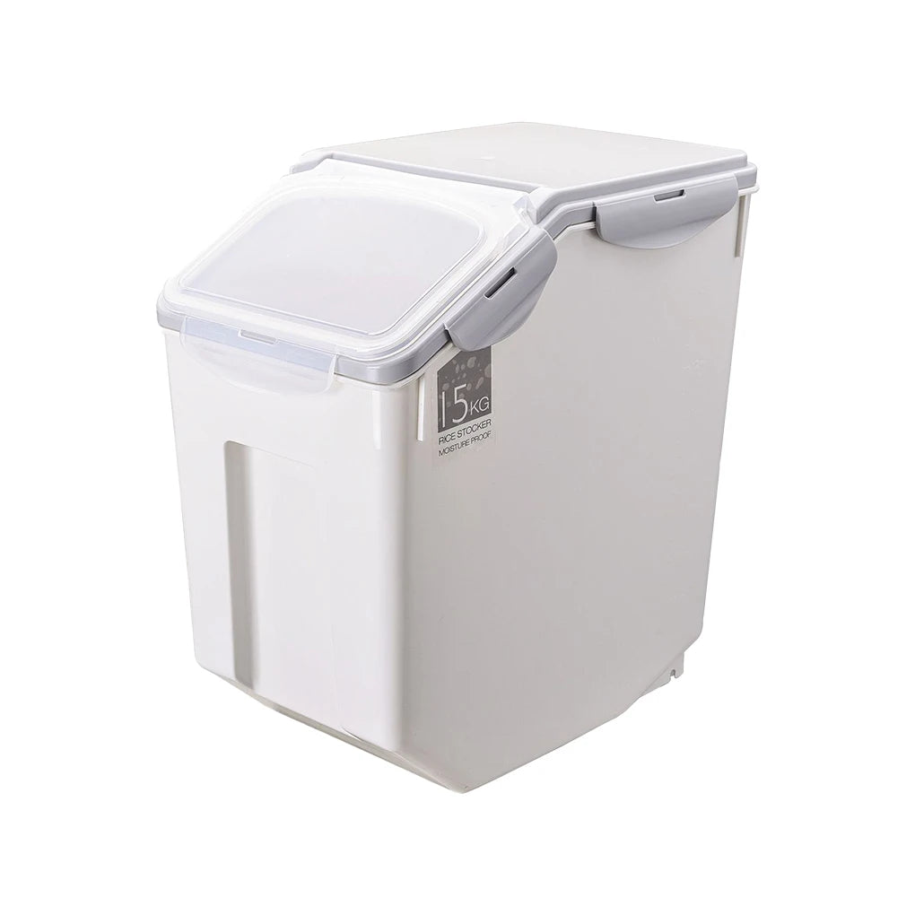 Food Storage Container Moistureproof Mothproof Roller Base Sealed Box Rice Cereal Pet Food Food Storage Box With Roller 15KG