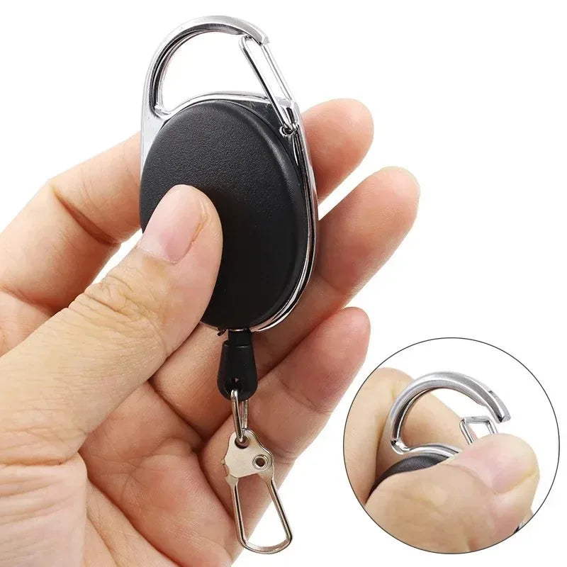 Retractable Keychain Badge Scroll ID Badge Holder Card Holder Backpack Lanyard Hiking Buckle Key Ring Retractable Tool