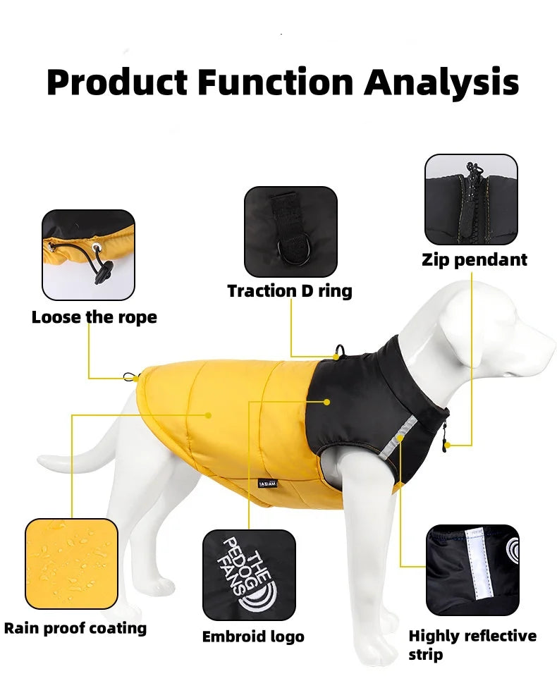 Medium and large dog clothes in autumn and winter, keep warm and thick dog cotton-padded clothes can pull pet clothing