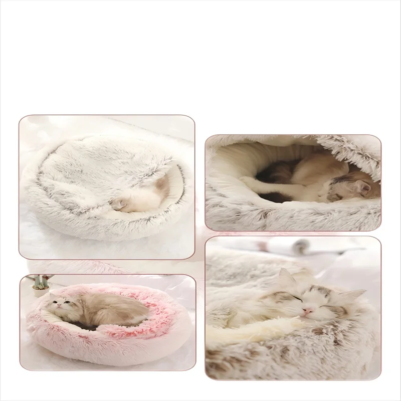 Autumn and Winter soft plush pet bed and pet bed Winter warm and cold plush comforter nest Shell cat nest semi-enclosed cat nest