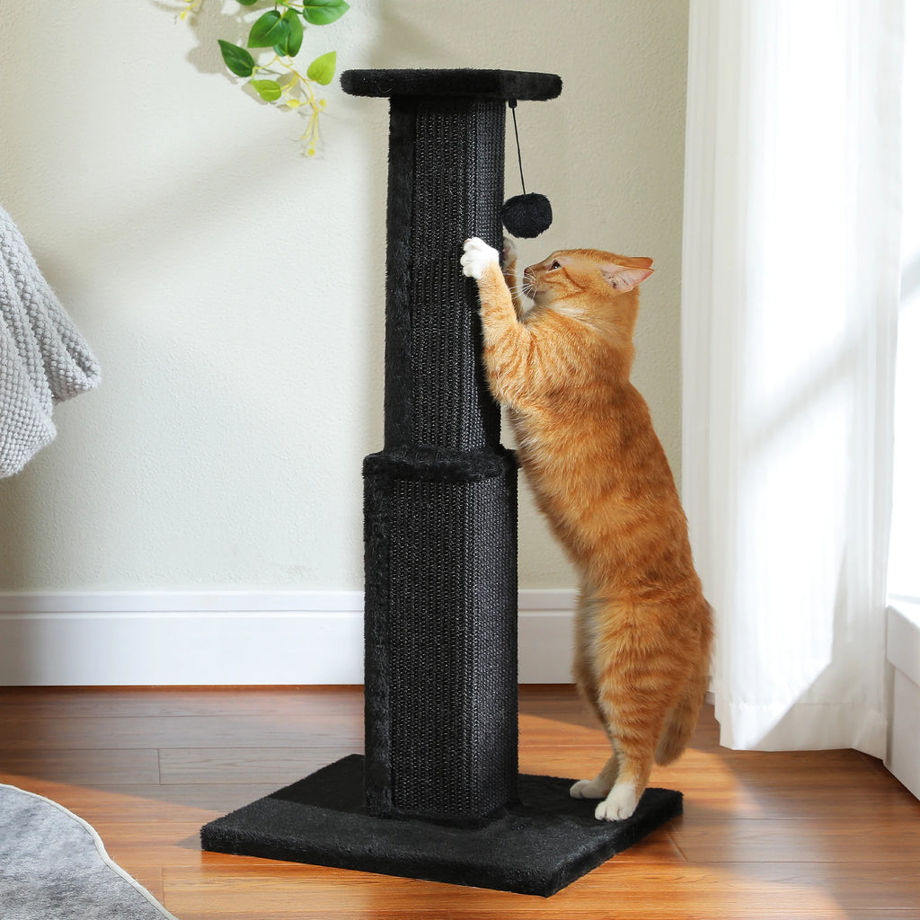 Large Cat Scratching Post for Indoor Cats Adults Ultimate Scratch Post with Woven Sisal Dangling Ball Tall Cat Scratcher Cat Toy