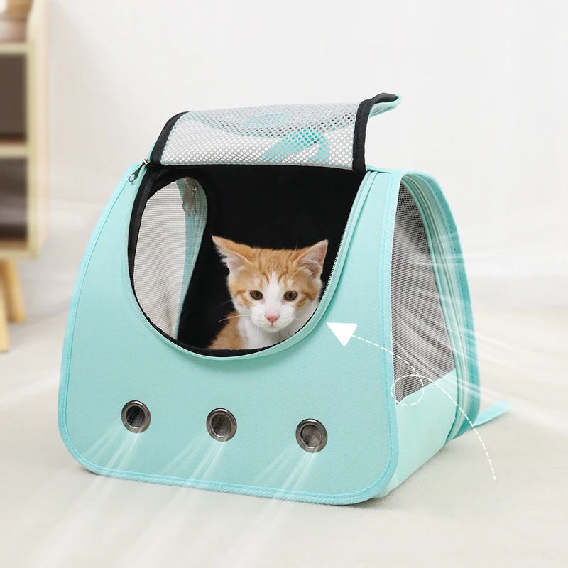 Outdoor Travel Cat Backpack Supplies Portable foldable double shoulder cat bag breathable puppy backpack fashionable and pet bag