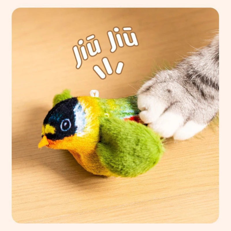 Indoor Interactive Birds Toy for Cat Chasing Teasing Toy Sounding Catnip Cat Teaser Toy Self-hilarity Wall Hanging Birds Cat Toy