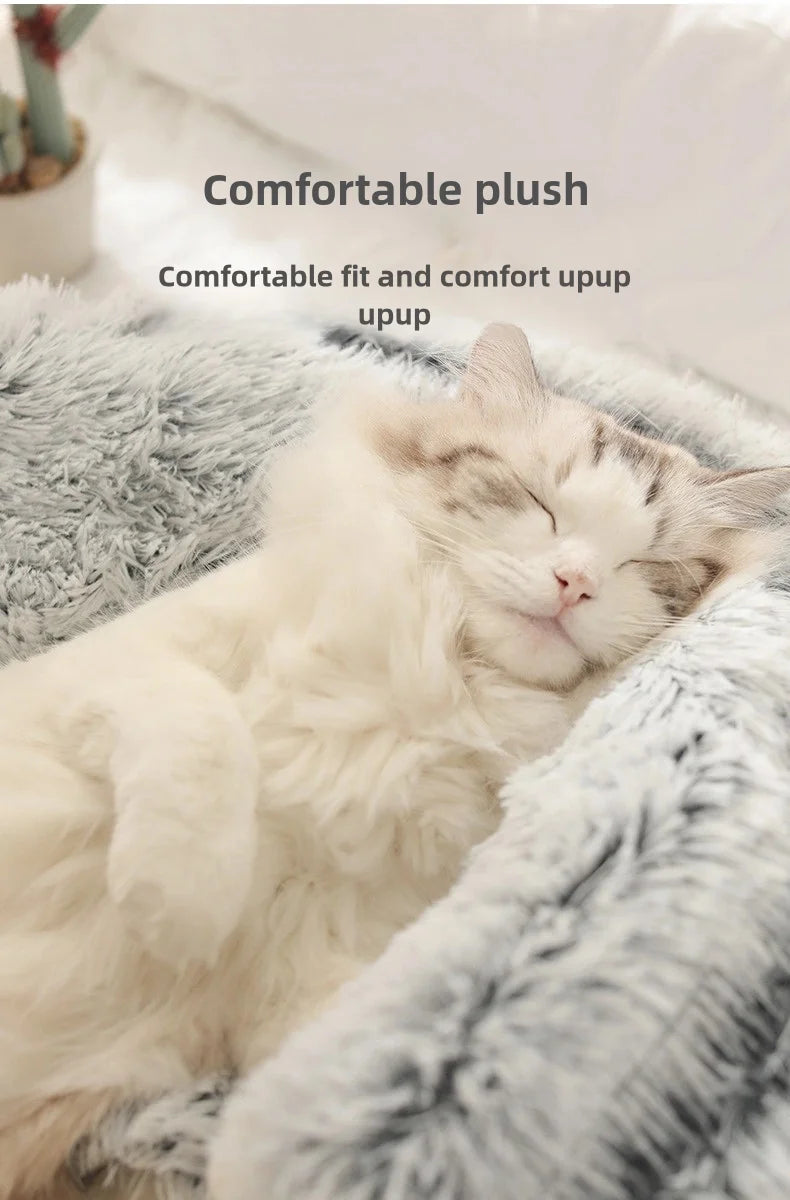 Autumn and Winter soft plush pet bed and pet bed Winter warm and cold plush comforter nest Shell cat nest semi-enclosed cat nest