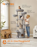 Feandrea XXL Cat Tree, 196 cm Tall Cat Tower, Multi-Level Plush Cat Condo