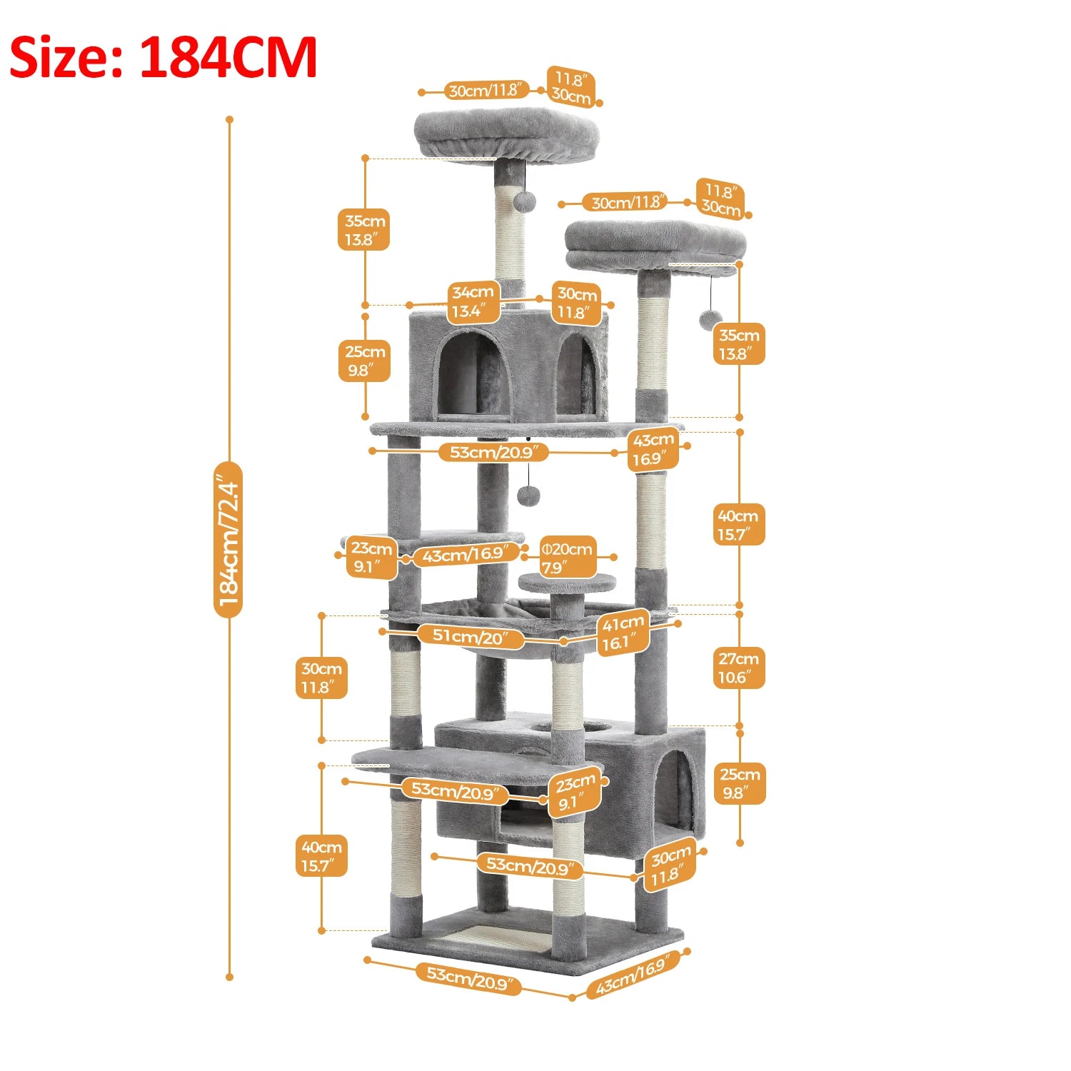 Large Cat Tree and Tower for Indoor Cats With Sisal-Covered Scratching Posts Spacious Hammock Padded Perches and Condos Cat Toys