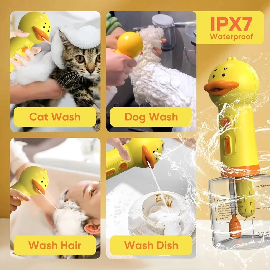 Cute Duck Pet Cleaning Bathing Electric Foam Machine Usb Charging Automatic Soap Dispenser Foam Machine Pet Accessories