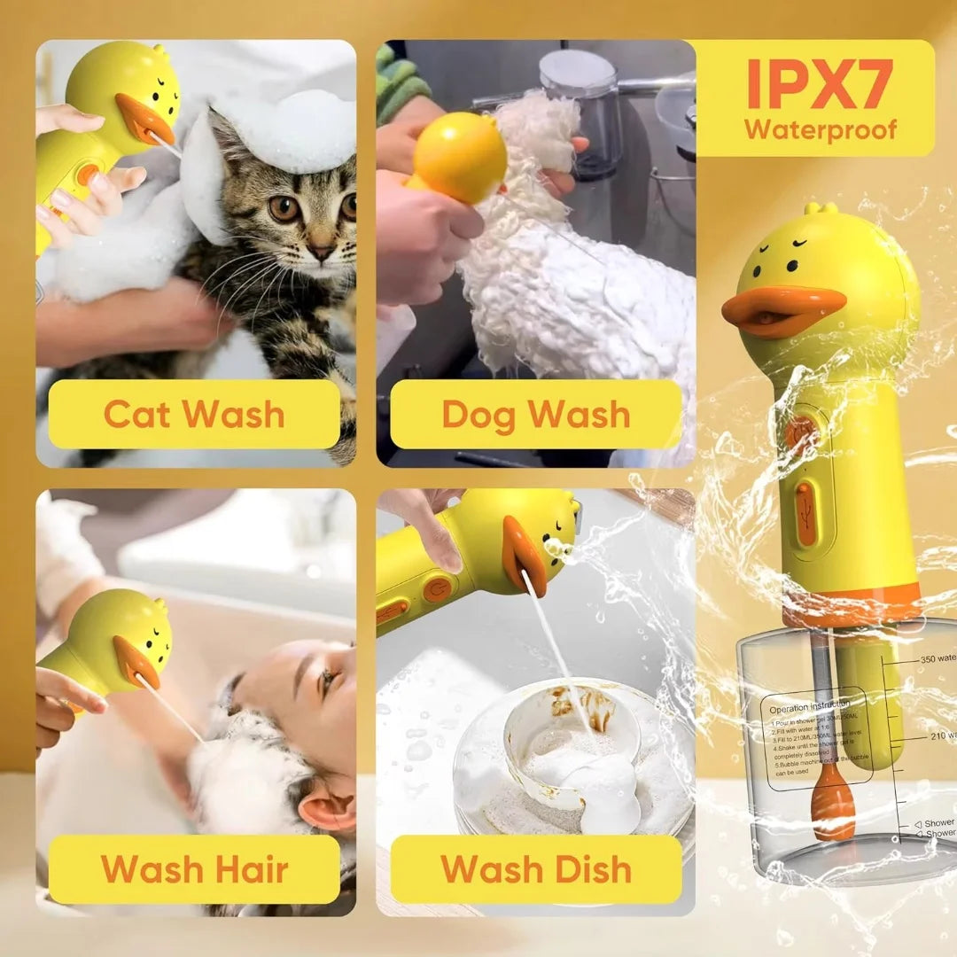 Cute Duck Pet Cleaning Bathing Electric Foam Machine Usb Charging Automatic Soap Dispenser Foam Machine Pet Accessories