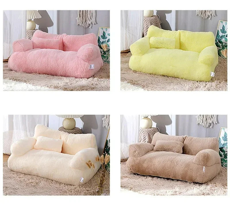 Winter Warm Plush Cat Bed Luxury Sofa Style Pet Nest for Small Medium Cats Dogs Comfortable Faux Fur Puppy Bed Cozy Pet Supplies