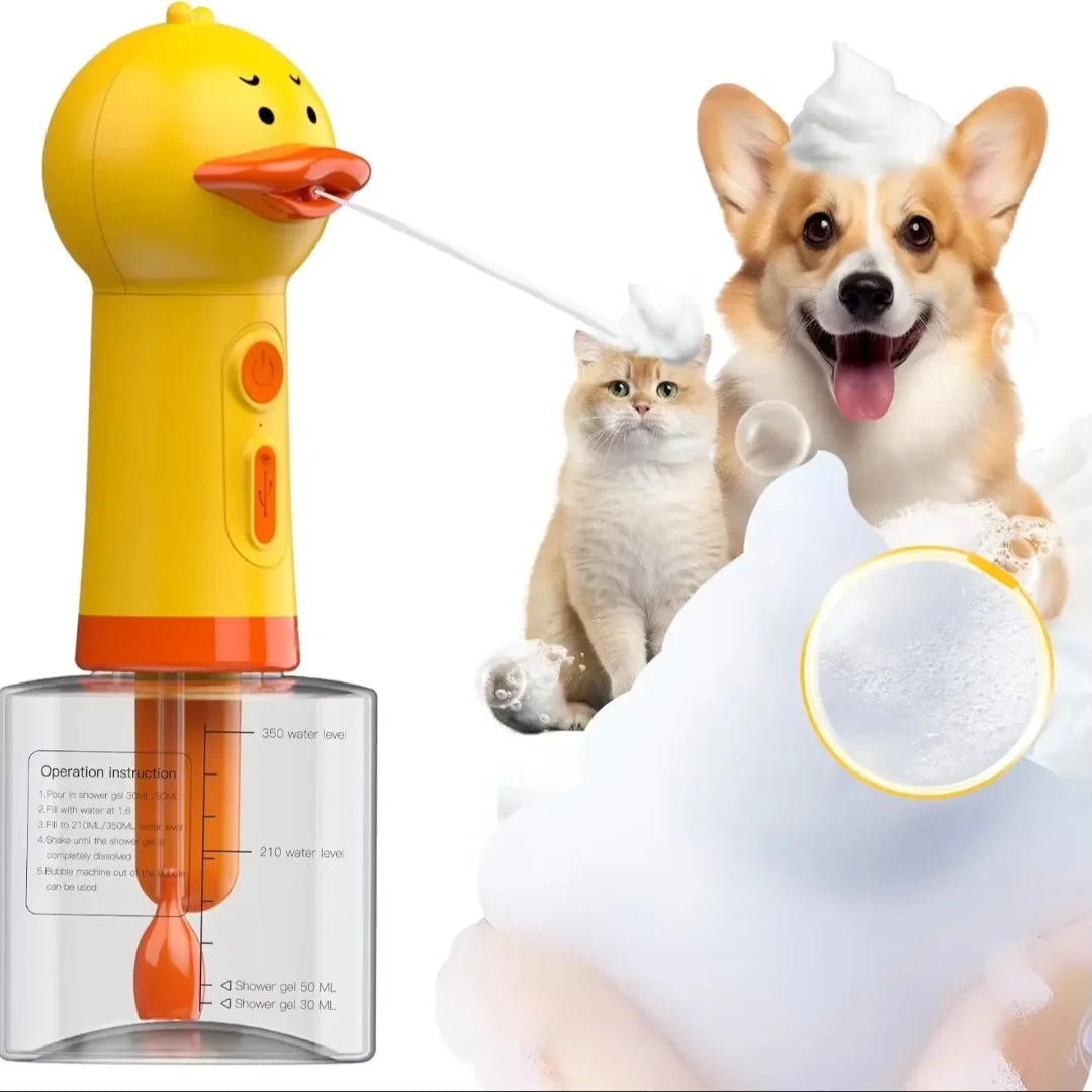 Cute Duck Pet Cleaning Bathing Electric Foam Machine Usb Charging Automatic Soap Dispenser Foam Machine Pet Accessories