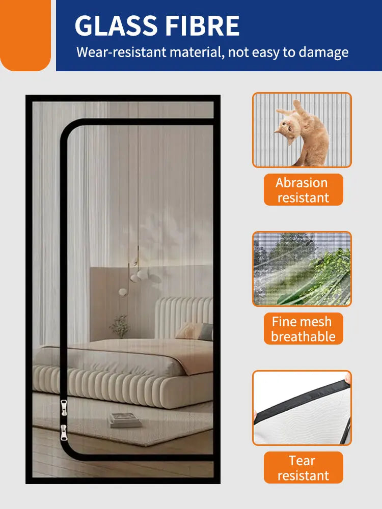 Pet door curtains u-shaped zipper screen door curtains prevent pets from escaping