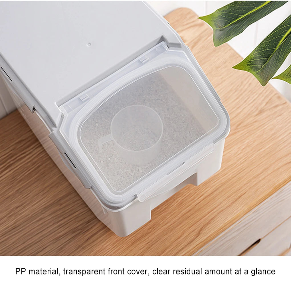 Food Storage Container Moistureproof Mothproof Roller Base Sealed Box Rice Cereal Pet Food Food Storage Box With Roller 15KG