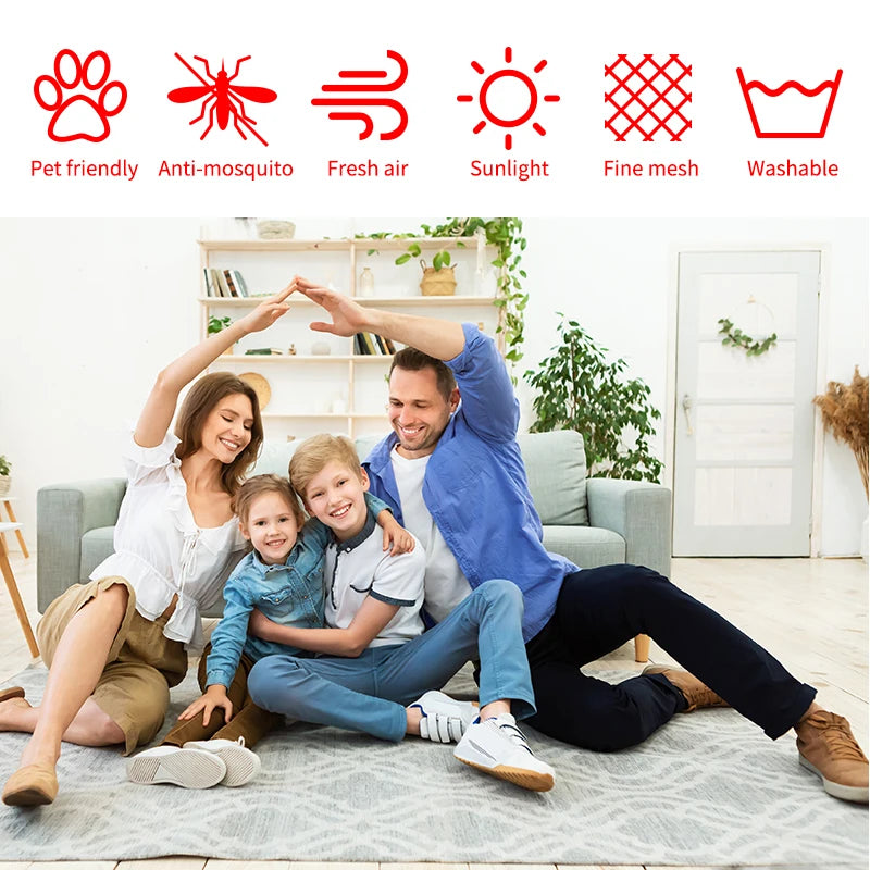 Pet door curtains u-shaped zipper screen door curtains prevent pets from escaping