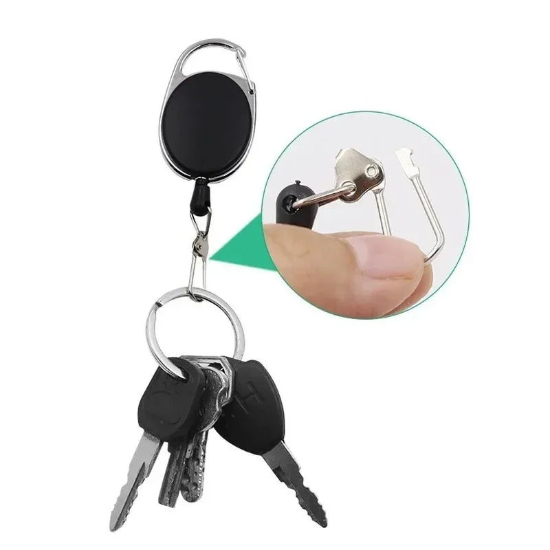 Retractable Keychain Badge Scroll ID Badge Holder Card Holder Backpack Lanyard Hiking Buckle Key Ring Retractable Tool