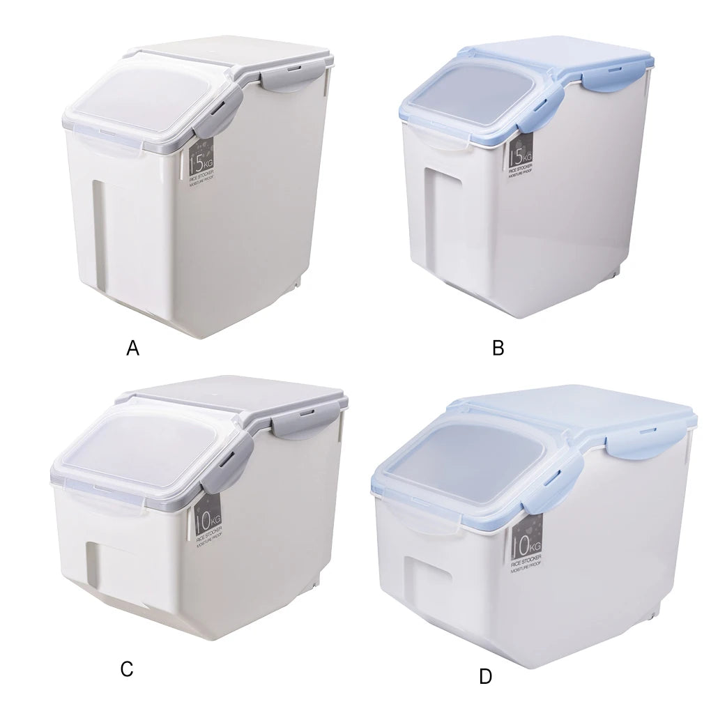 Food Storage Container Moistureproof Mothproof Roller Base Sealed Box Rice Cereal Pet Food Food Storage Box With Roller 15KG