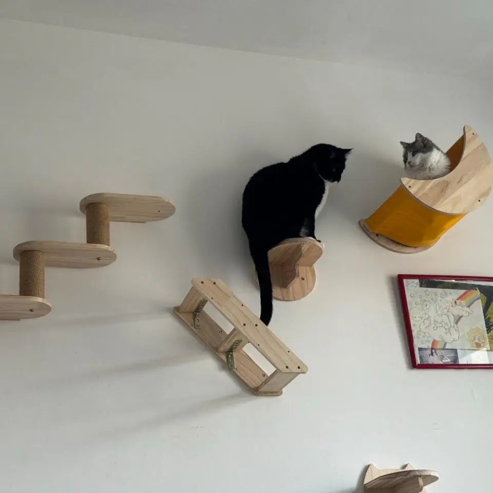 Cat Climbing Shelves Wall Mounted Cat Tree Tower Scratching Posts Hammock Hiding House Perches Ladder Cats Gym Pet Supplies Toy