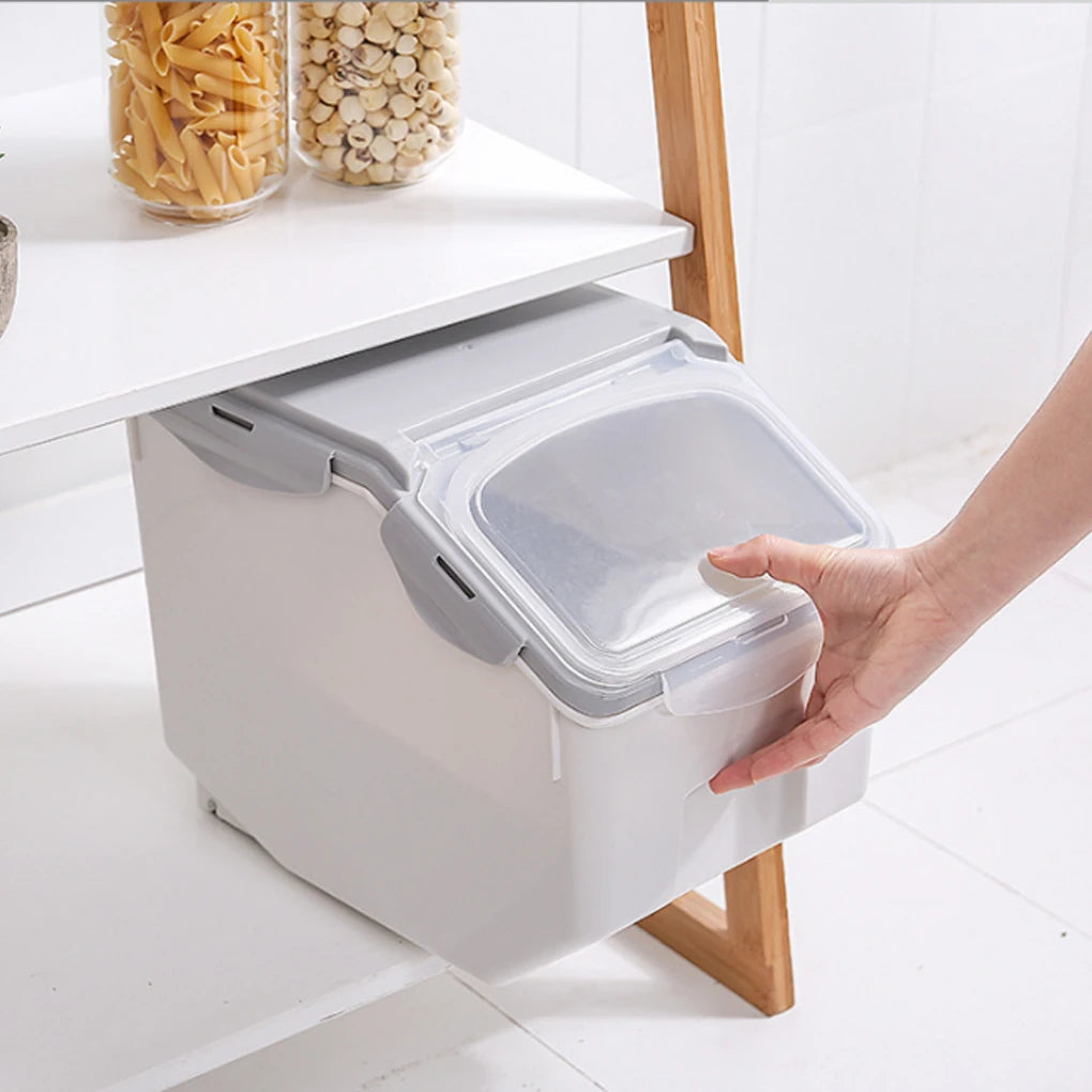 Food Storage Container Moistureproof Mothproof Roller Base Sealed Box Rice Cereal Pet Food Food Storage Box With Roller 15KG
