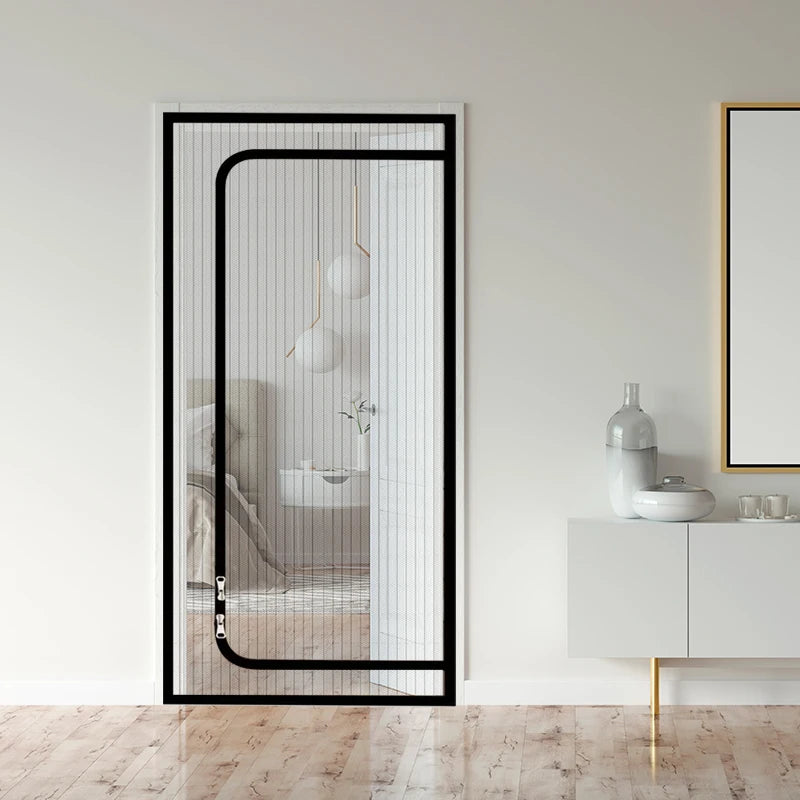 Pet door curtains u-shaped zipper screen door curtains prevent pets from escaping