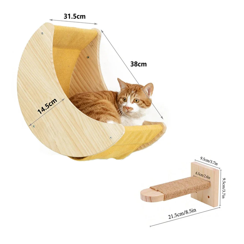 Cat Climbing Shelves Wall Mounted Cat Tree Tower Scratching Posts Hammock Hiding House Perches Ladder Cats Gym Pet Supplies Toy
