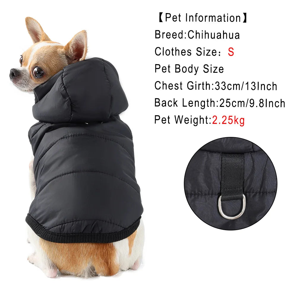 Waterproof Pet Cat Hoodie Jacket For Small Medium Cats Winter Warm Fleece Kitten Costume with D-ring Sphynx Coat Pug Clothes