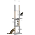 Pawhut Floor to Ceiling Cat Tree with Adjustable Height 225-255 cm