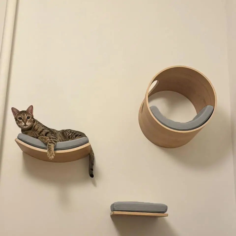 Cat Climbing Shelves Wall Mounted Cat Tree Tower Scratching Posts Hammock Hiding House Perches Ladder Cats Gym Pet Supplies Toy