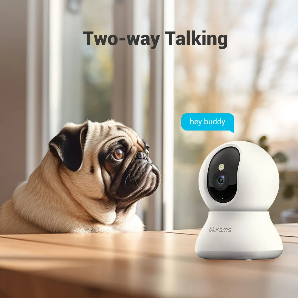 Pet Camera 2K, 360° Indoor Security Camera, Dog Camera with Phone App, PTZ Cameras for Home Security Indoor, No plug