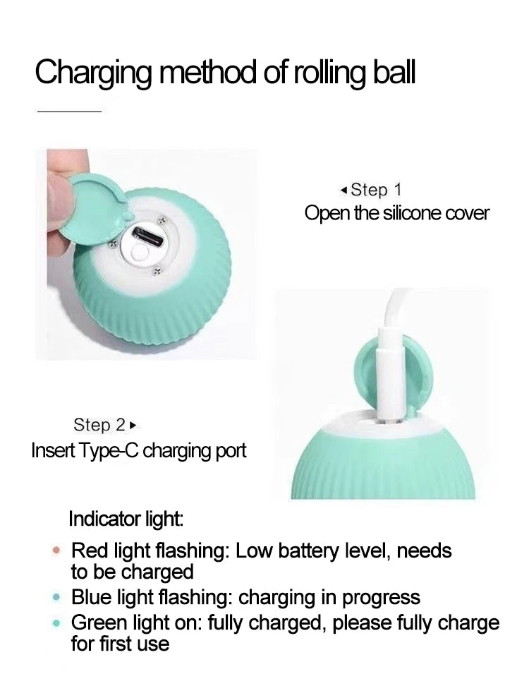 New Interactive Cat Ball Automatic Indoor Cat Toy Electric Roll Ball Cat Games MWJ01