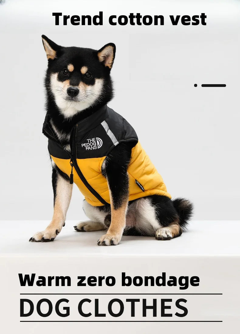 Medium and large dog clothes in autumn and winter, keep warm and thick dog cotton-padded clothes can pull pet clothing