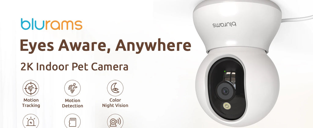 Pet Camera 2K, 360° Indoor Security Camera, Dog Camera with Phone App, PTZ Cameras for Home Security Indoor, No plug