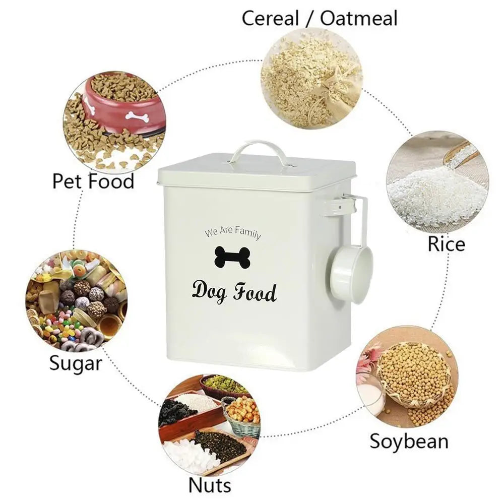 Pet Food Storage Bin Tank Container For Pet Food Storage Metal Portable Dog Food Bucket For Pet Foods Tablets Laundry Detergent