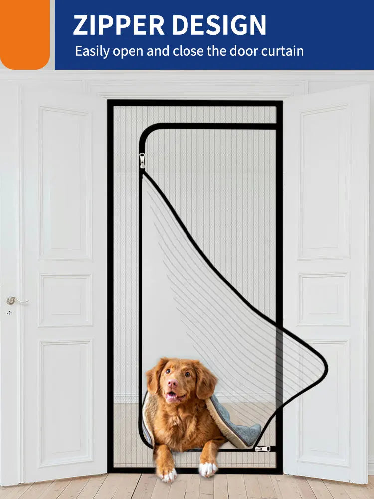 Pet door curtains u-shaped zipper screen door curtains prevent pets from escaping