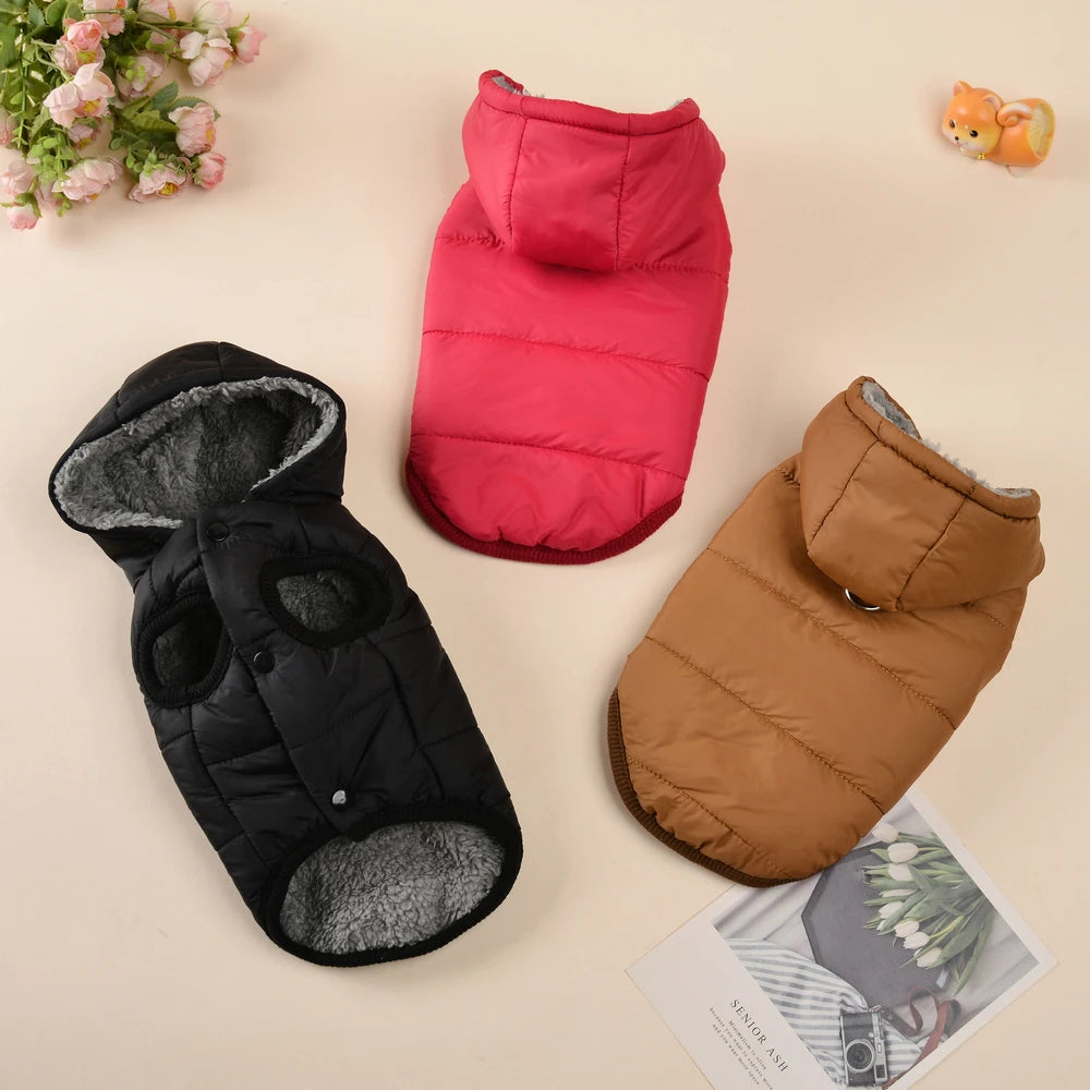 Waterproof Pet Cat Hoodie Jacket For Small Medium Cats Winter Warm Fleece Kitten Costume with D-ring Sphynx Coat Pug Clothes