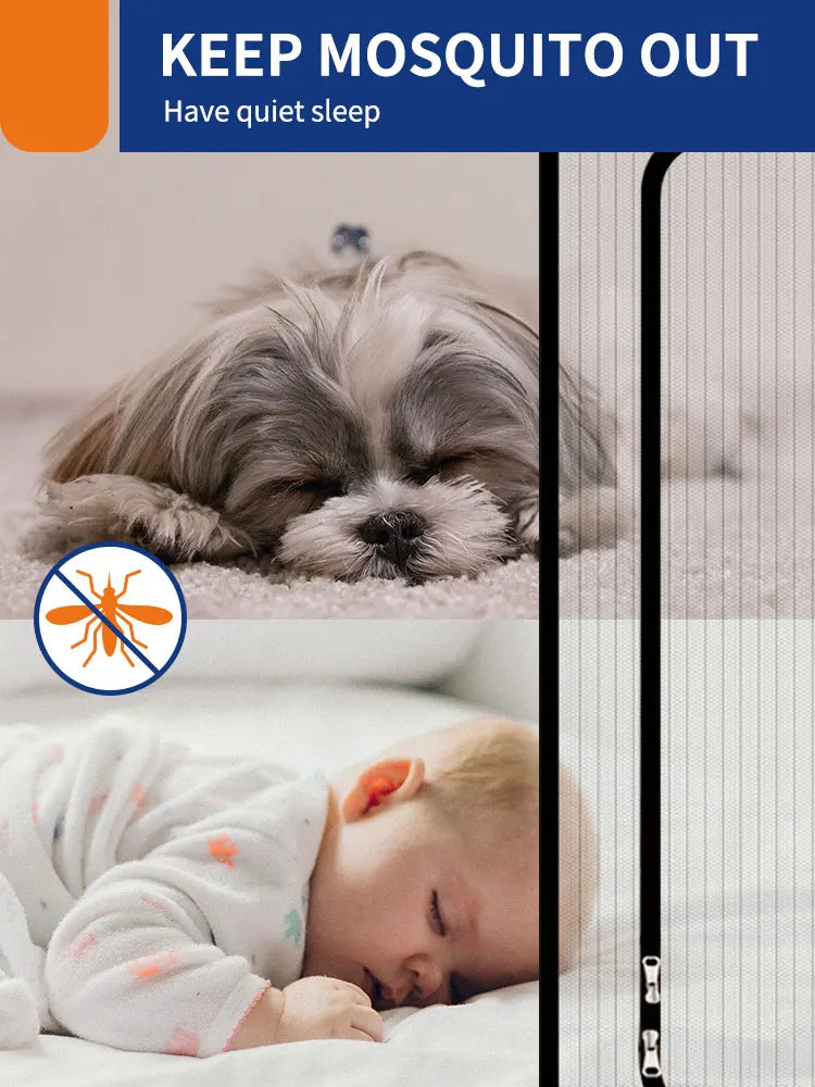 Pet door curtains u-shaped zipper screen door curtains prevent pets from escaping