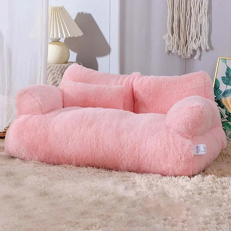 Winter Warm Plush Cat Bed Luxury Sofa Style Pet Nest for Small Medium Cats Dogs Comfortable Faux Fur Puppy Bed Cozy Pet Supplies